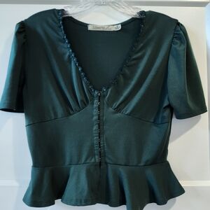 Liberty Love Women's Green Peplum Top